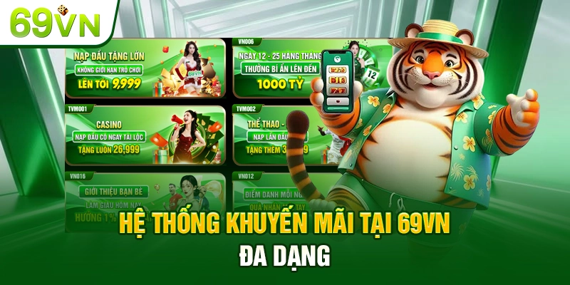 Hệ thống khuyến mãi tại 69VN đa dạng